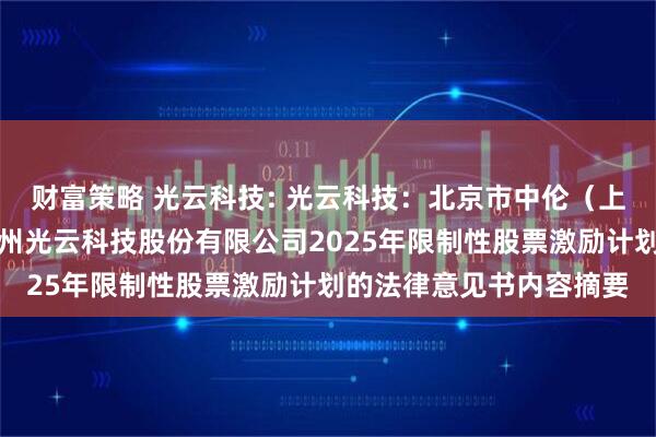 财富策略 光云科技: 光云科技:北京市中伦(上海)律师事务所关于杭州光云科技股份有限公司2025年限制性股票激励计划的法律意见书内容摘要